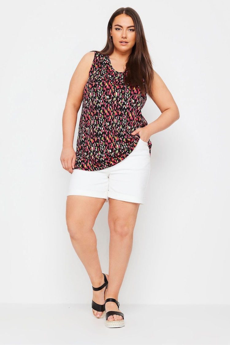 Yours Curve Black Print Swing Vest Top - Image 2 of 5