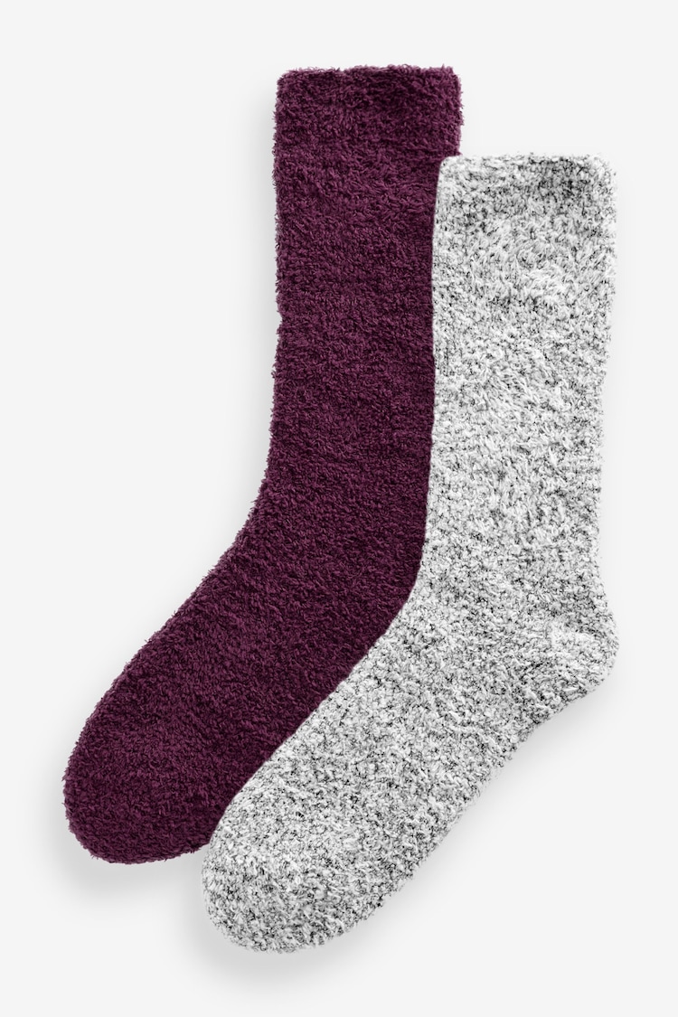 Grey/Red Cosy Bed Socks 2 Pack - Image 1 of 6