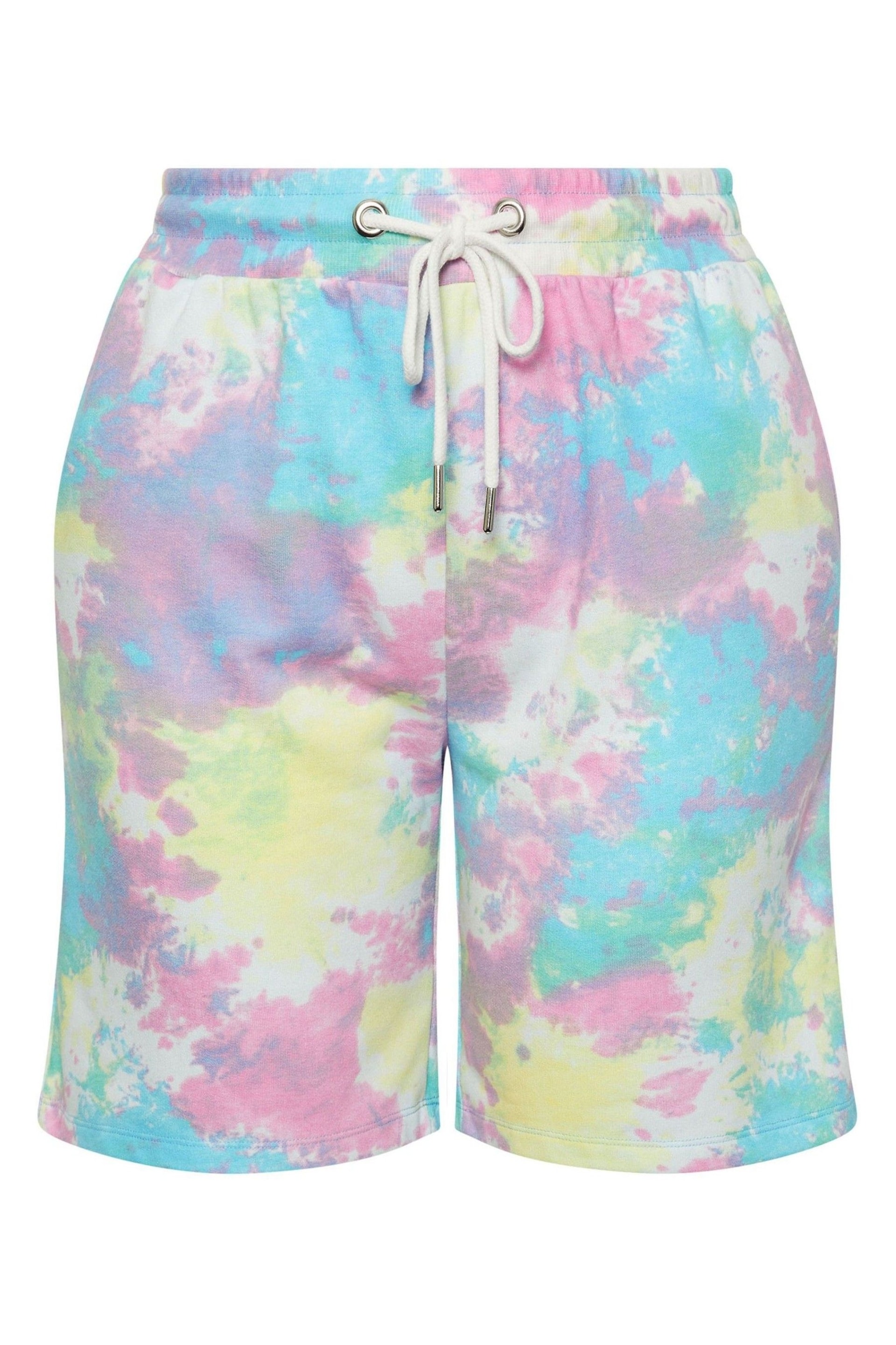 Yours Curve Pink Tie Dye Joggers Shorts - Image 5 of 5