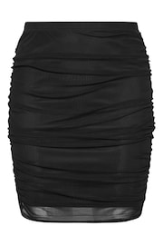 Yours Curve Black LONDON Leopard Print Gathered Mesh Skirt - Image 5 of 5