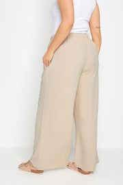 Yours Curve Natural Washed Twill Wide Leg Trousers - Image 3 of 5