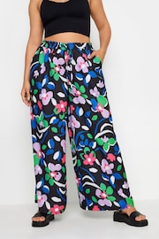 Yours Curve Black Dark LIMITED COLLECTION  Abstract Print Drawstring Wide Leg Trousers - Image 1 of 5