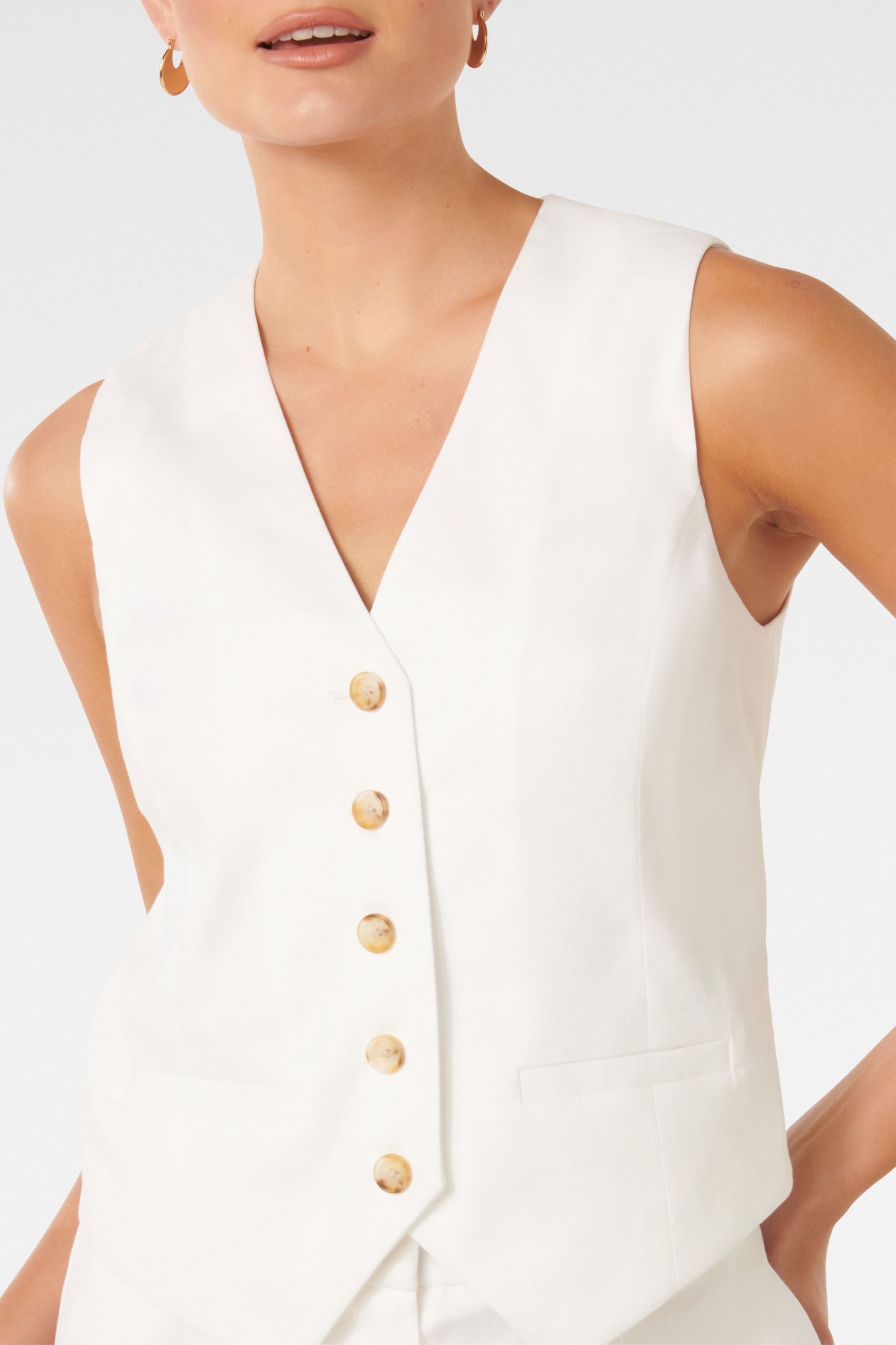 Forever New White Linen Blend Alice Waistcoat - Image 5 of 8