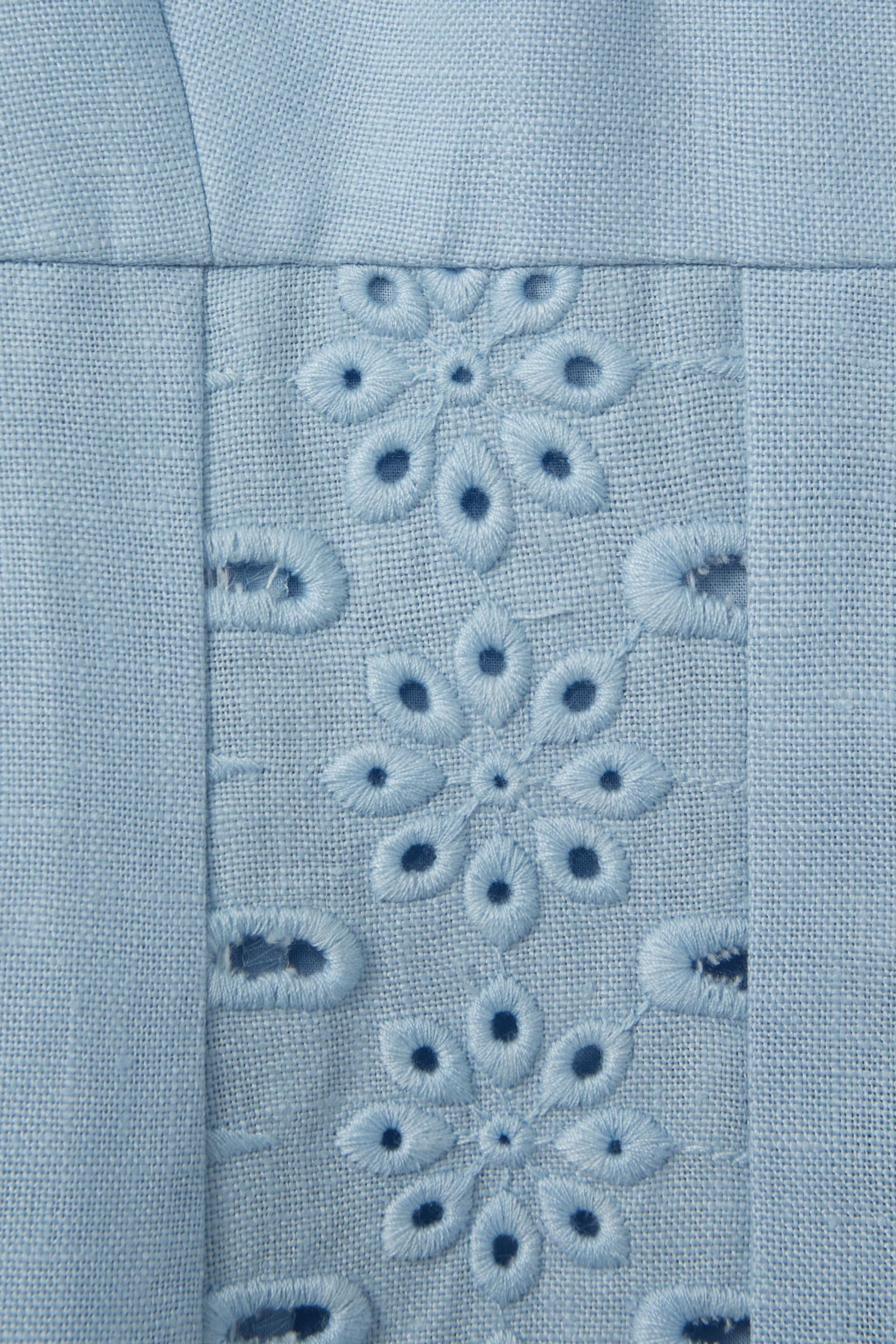Reiss Blue Clarice Linen Broderie Midi Dress - Image 5 of 5