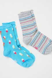 FatFace Blue Judes Socks in a Box 2 Pack - Image 1 of 2