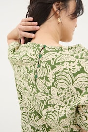 FatFace Green Simone Damask Floral Jersey Dress - Image 4 of 6