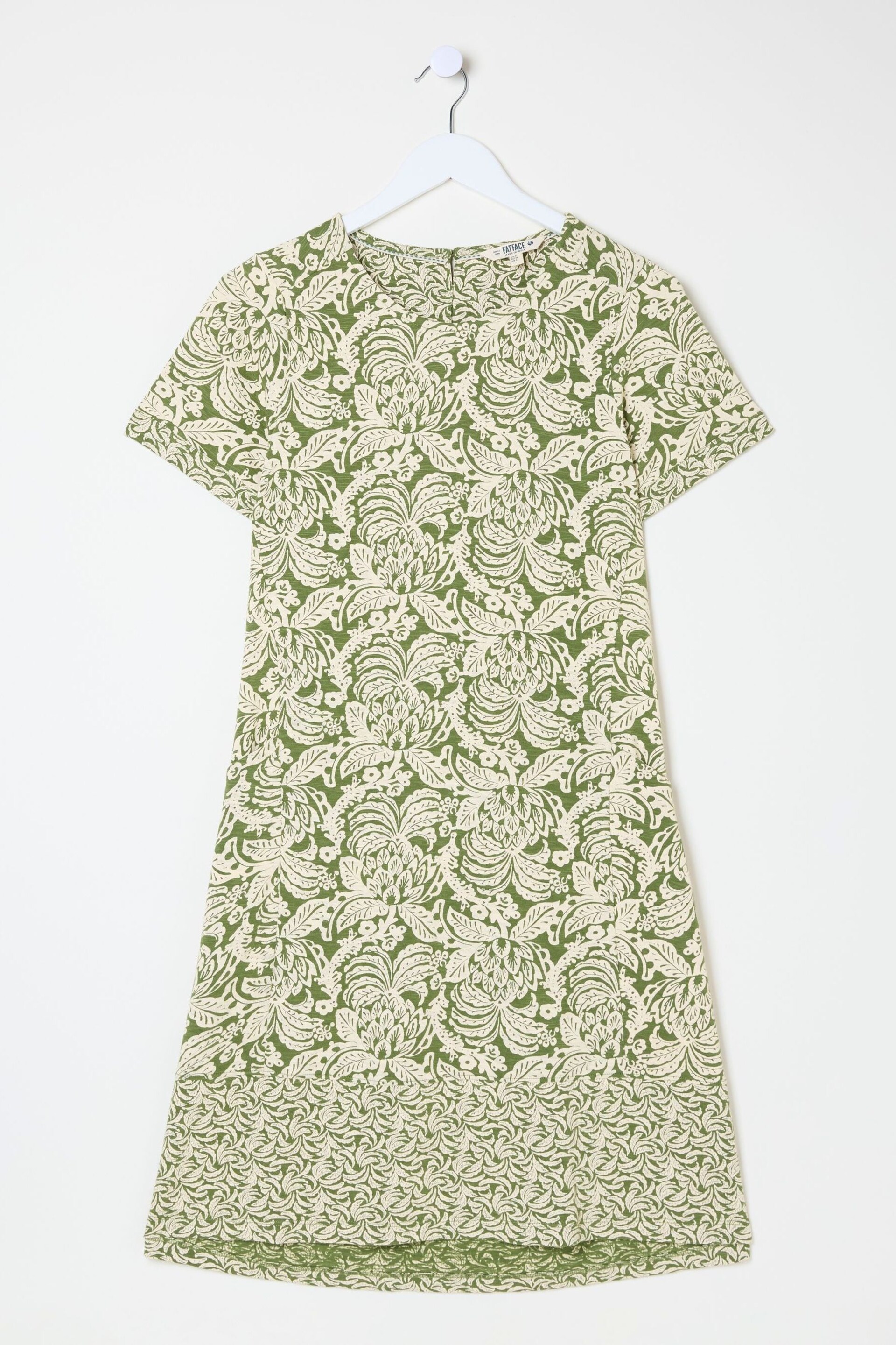 FatFace Green Simone Damask Floral Jersey Dress - Image 6 of 6