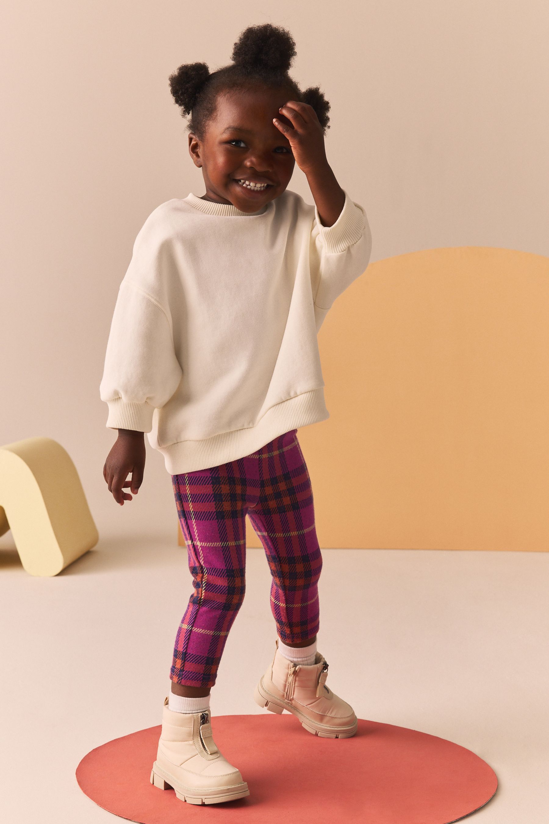 Buy Purple Check Cosy Fleece Lined Leggings 3mths 7yrs from the Next UK online shop