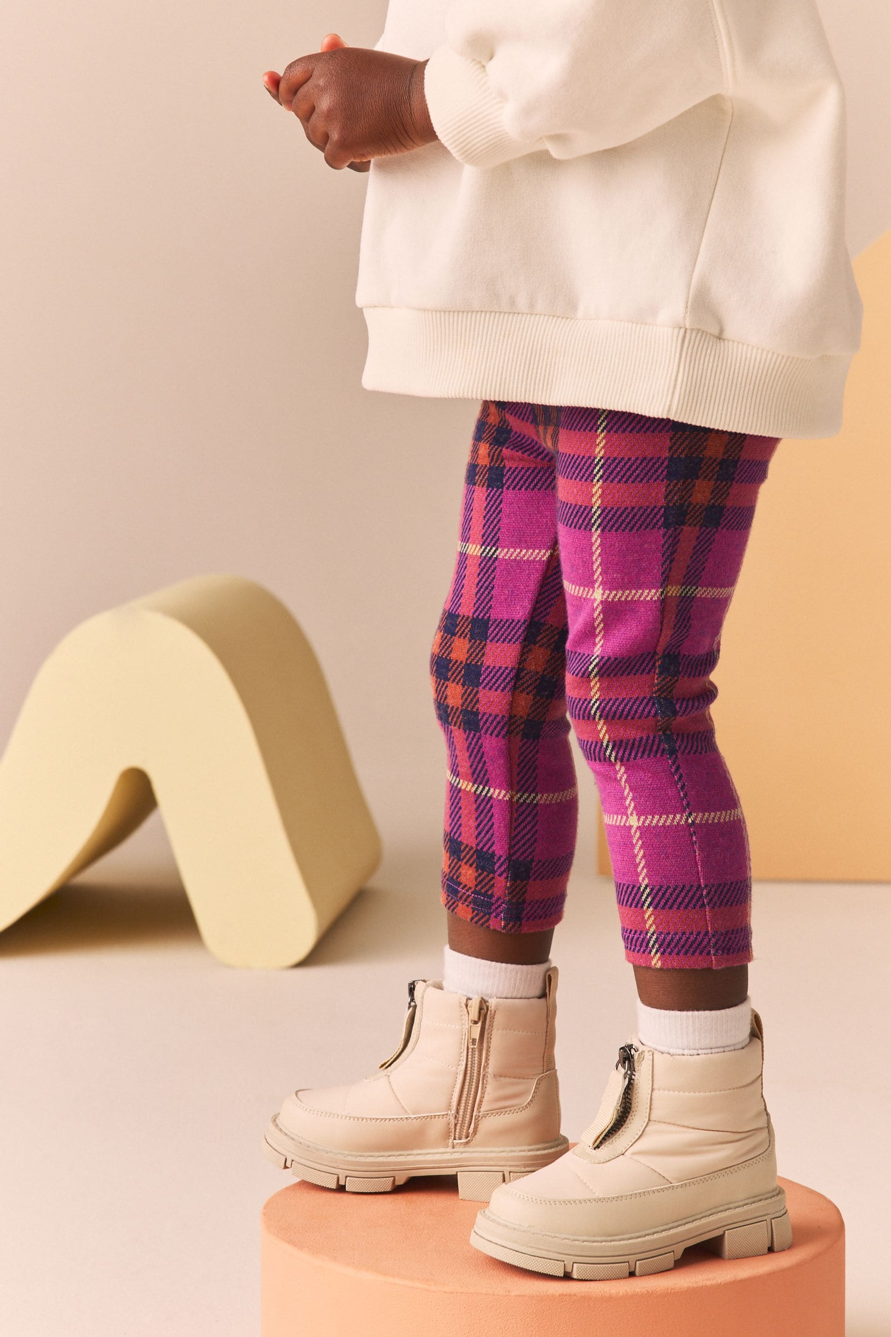 Buy Purple Check Cosy Fleece Lined Leggings 3mths 7yrs from Next Luxembourg