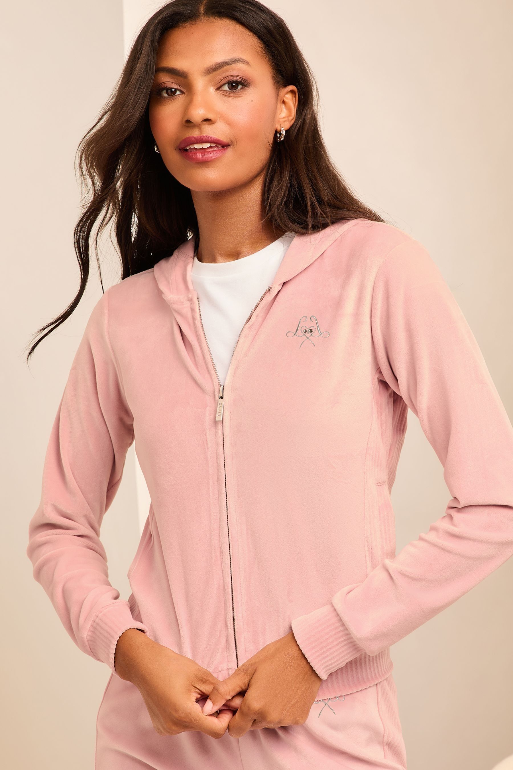 Buy Lipsy Pink Velour Zip Through Hoodie from the Next UK online shop