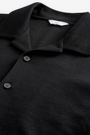 Black Relaxed Fit Cuban Collar Jersey Shirt - Image 6 of 7