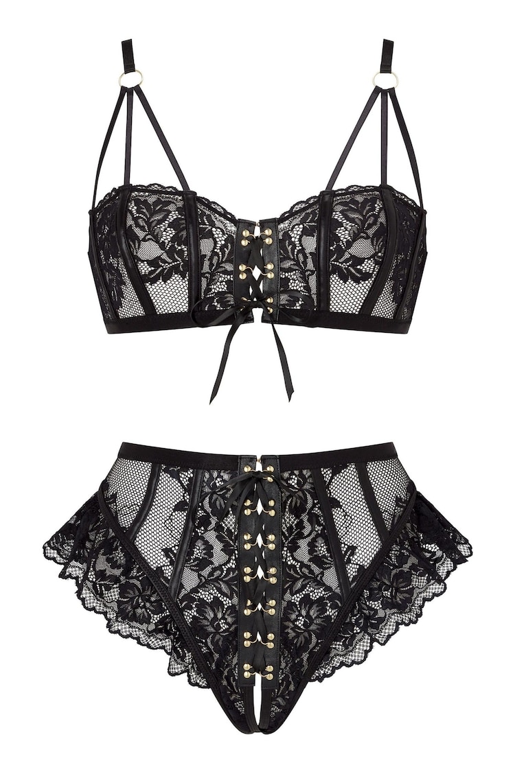 Ann Summers Black Boudoir Tease Lace Detail Bra Set - Image 5 of 5