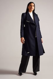 Ted Baker Blue Rose Midi Length Belted Wool Wrap Coat - Image 3 of 6