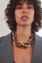 Tortoiseshell Chunky Chain Necklace Made With Recycled Zinc - Image 1 of 6