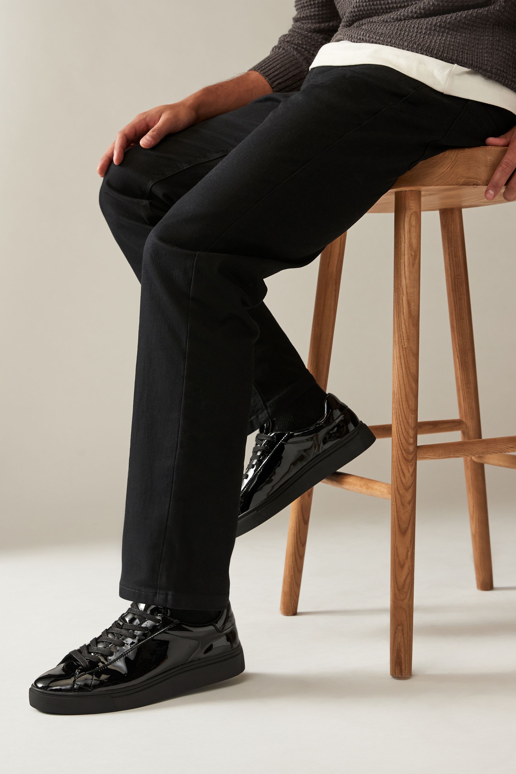 Black patent womens trainers store