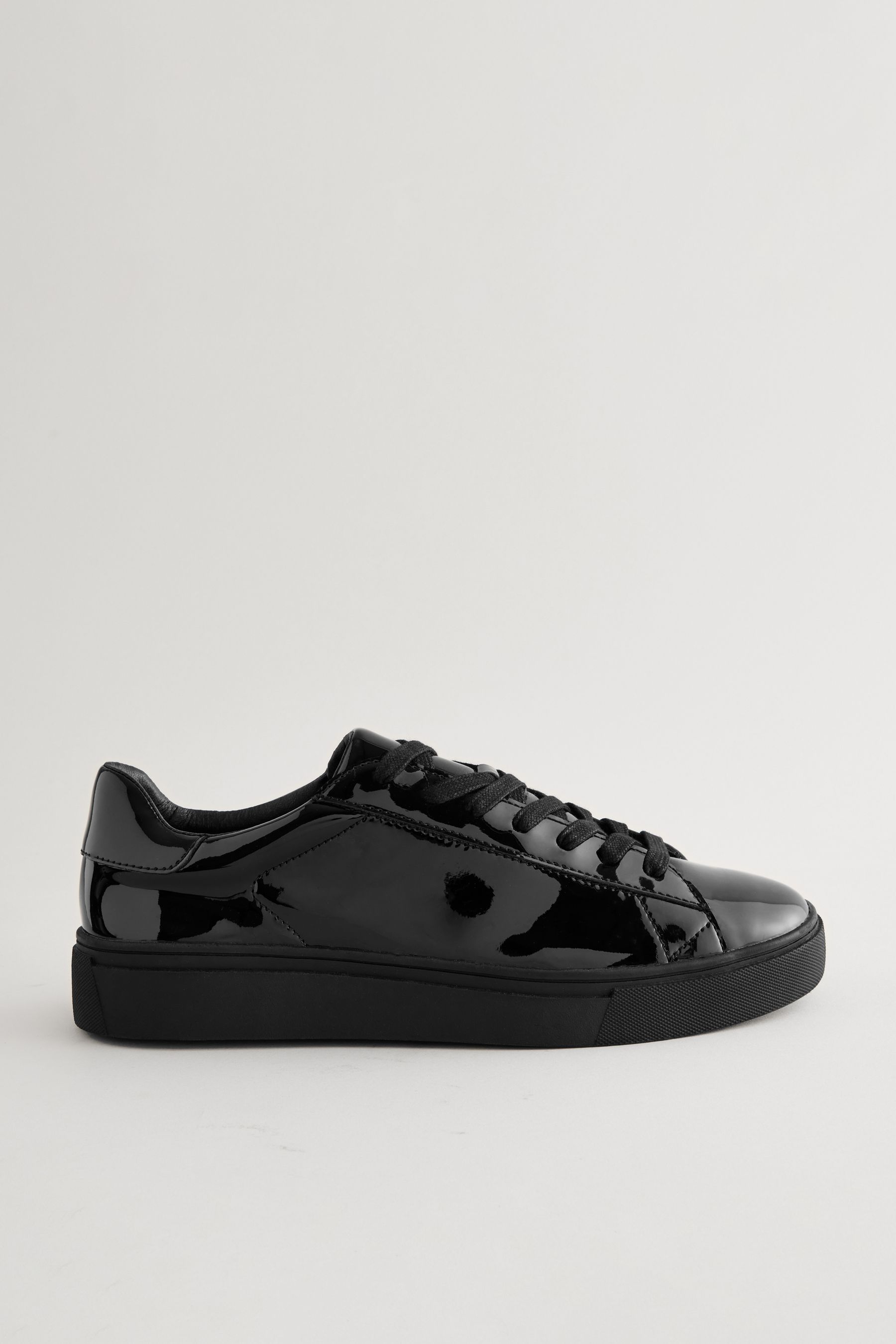 Black patent trainers womens sales