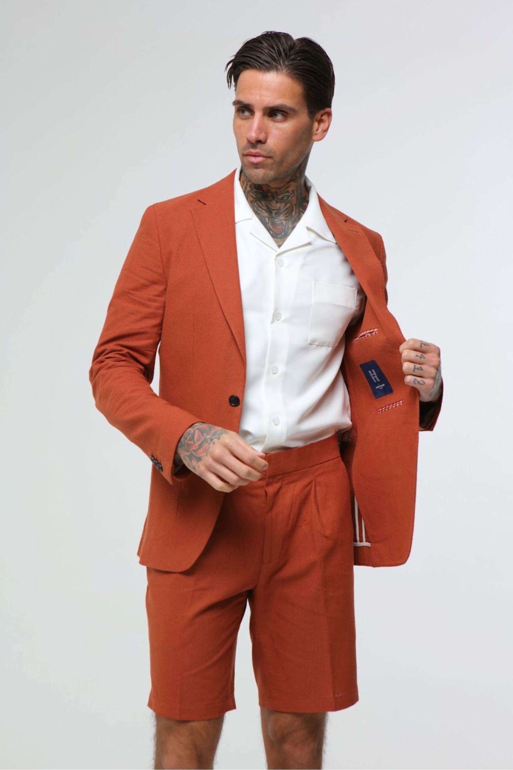 Buy Harry Brown Orange Decorate Cotton Linen Blend Tailored Fit Blazer from Next USA