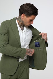 Harry Brown Green Decorate Cotton Linen Blend Tailored Fit Blazer - Image 17 of 18