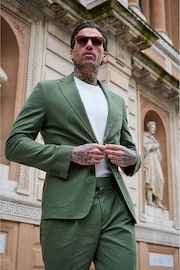 Harry Brown Green Decorate Cotton Linen Blend Tailored Fit Blazer - Image 3 of 18