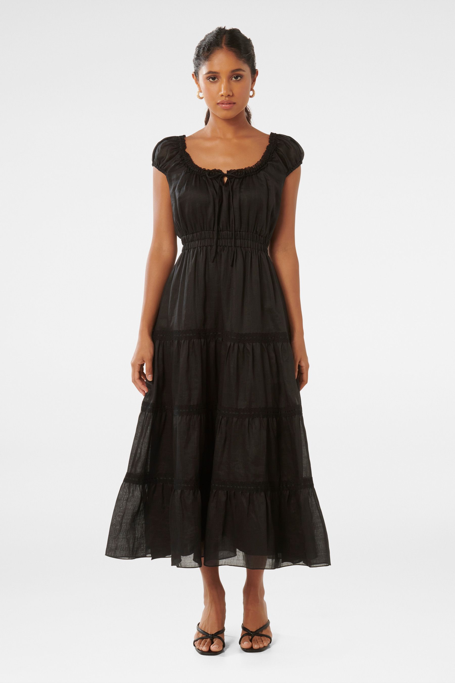 Buy Forever New Black Tuscany Petite Trim Detail Midi Dress from Next Belgium
