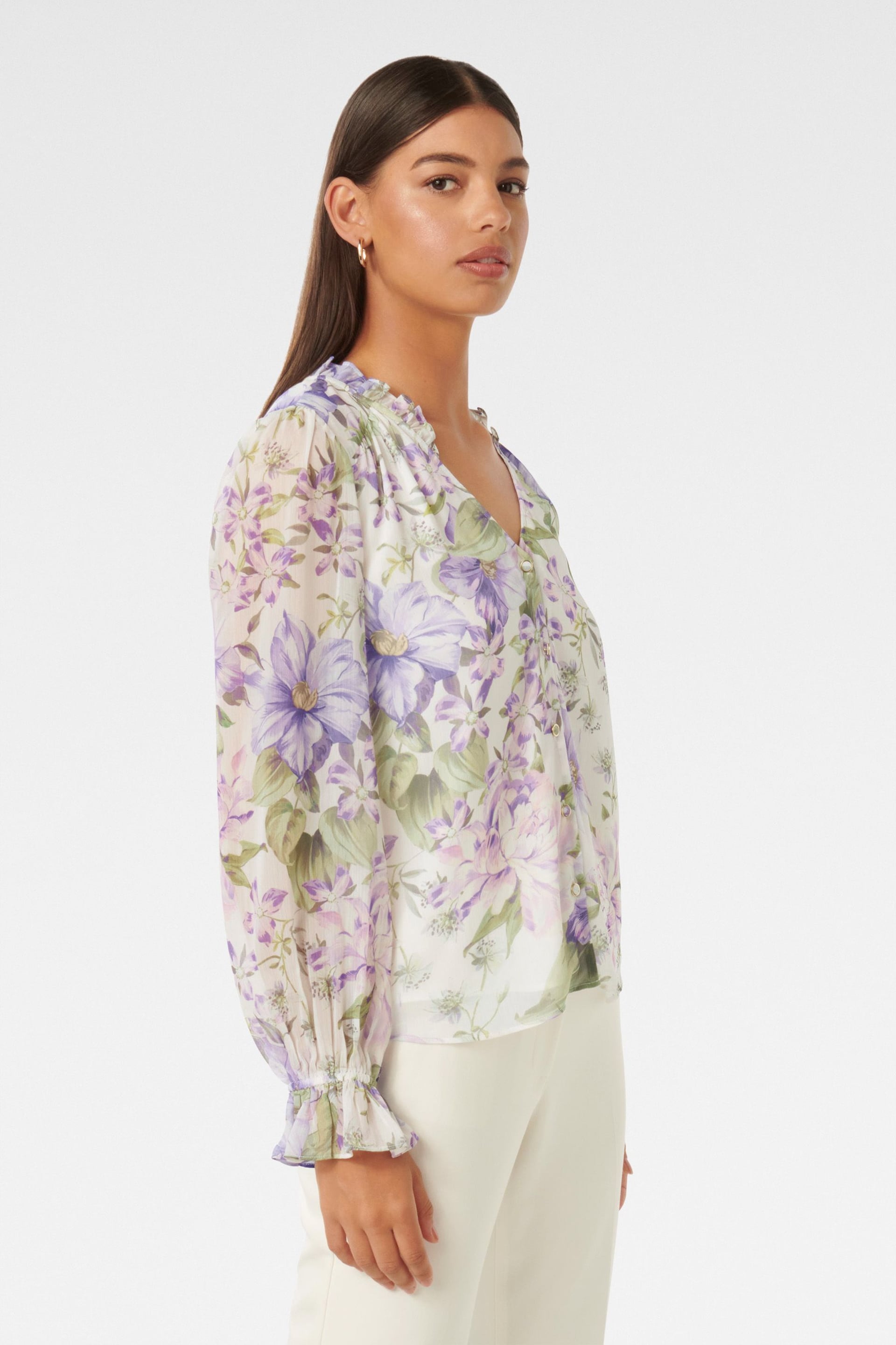 Forever New White Phoenix Frill Neck Blouse - Image 3 of 5