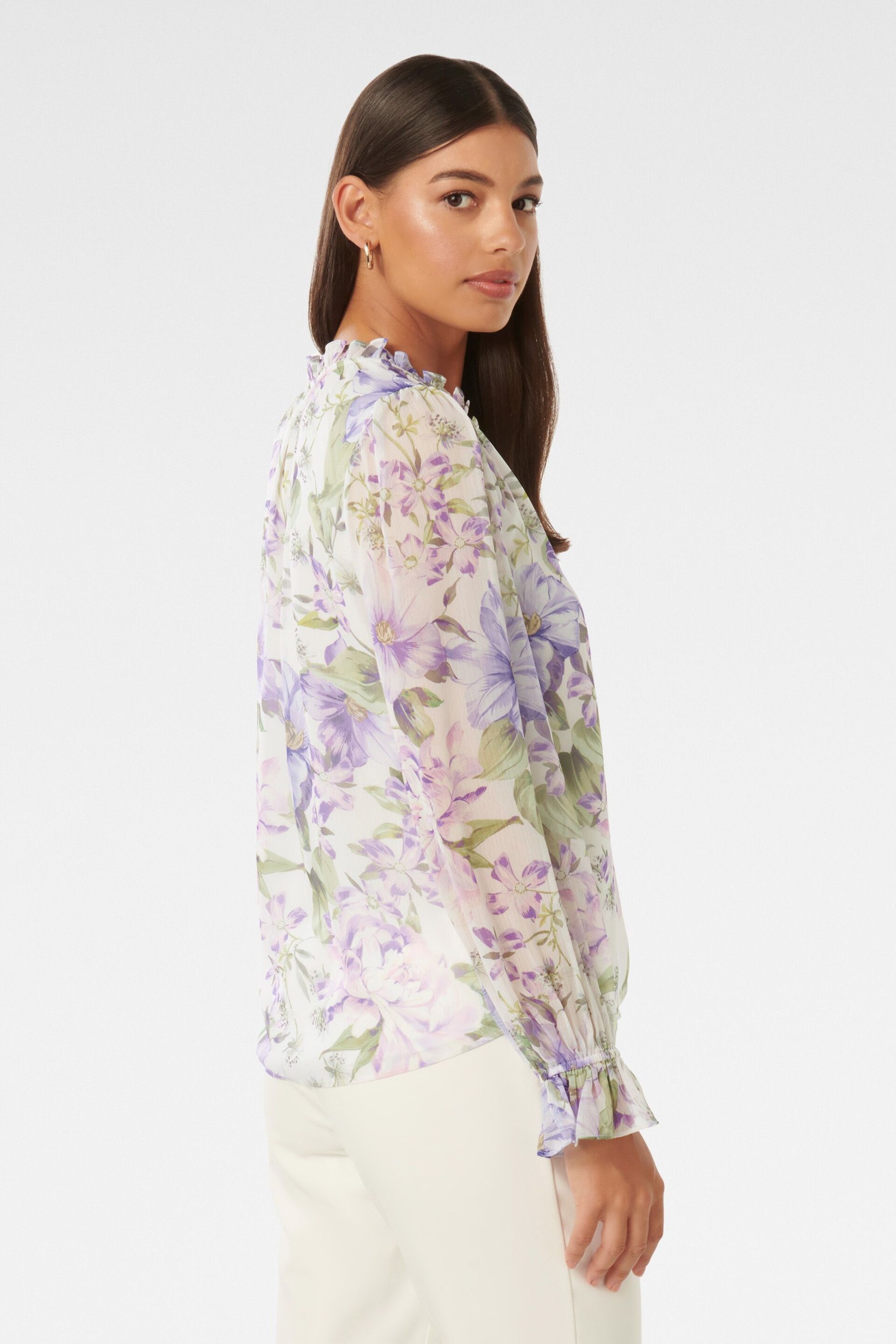 Forever New White Phoenix Frill Neck Blouse - Image 4 of 5