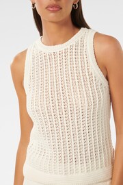 Forever New White Bailee Crochet Look Racer Top - Image 3 of 5