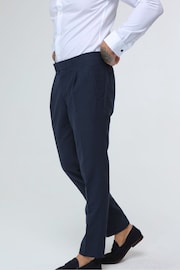 Harry Brown Navy Blue Decorate Cotton Linen Blend Regular Fit Trousers - Image 4 of 4