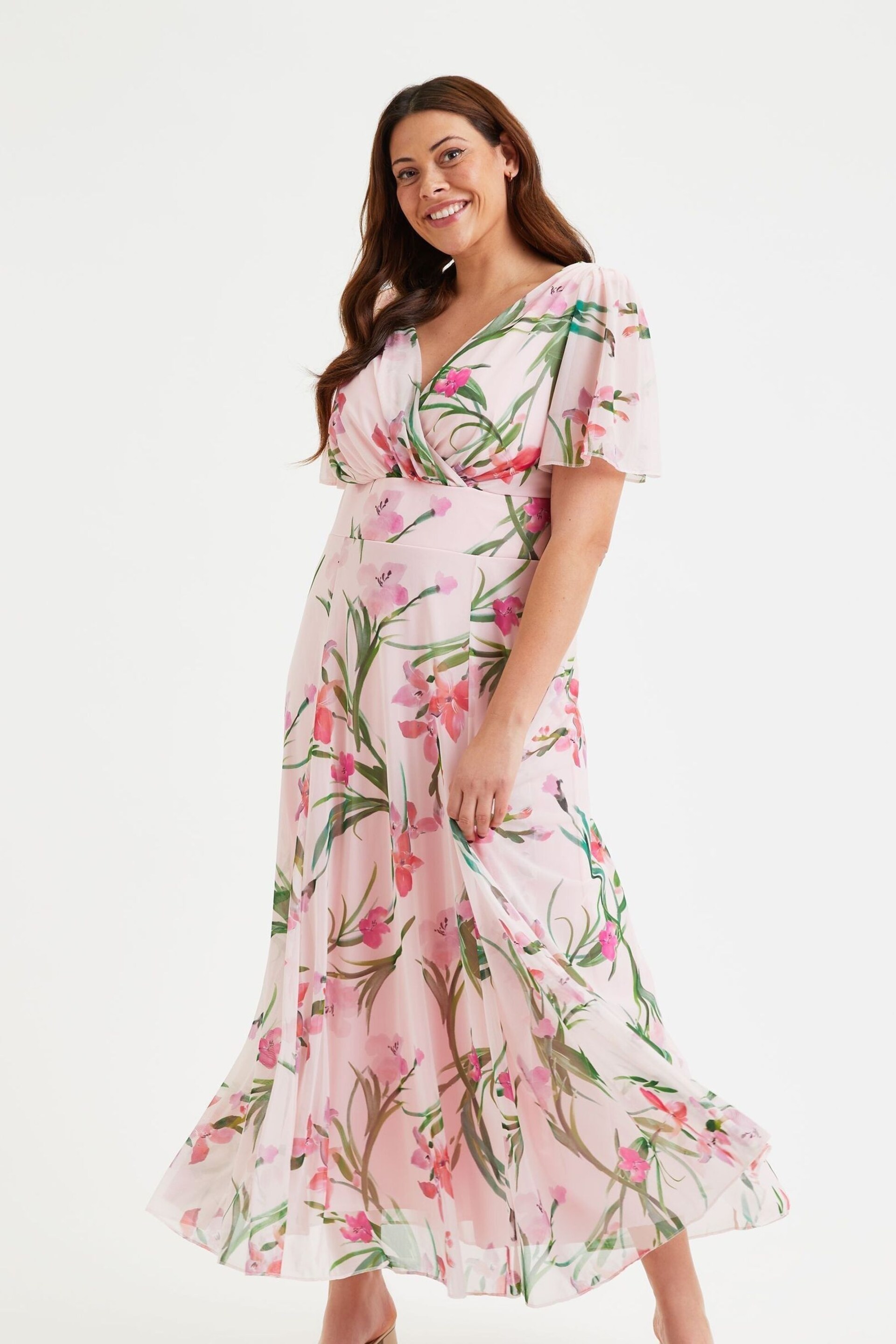 Scarlett & Jo Pink Isabelle Angel Sleeve Maxi Dress - Image 2 of 5