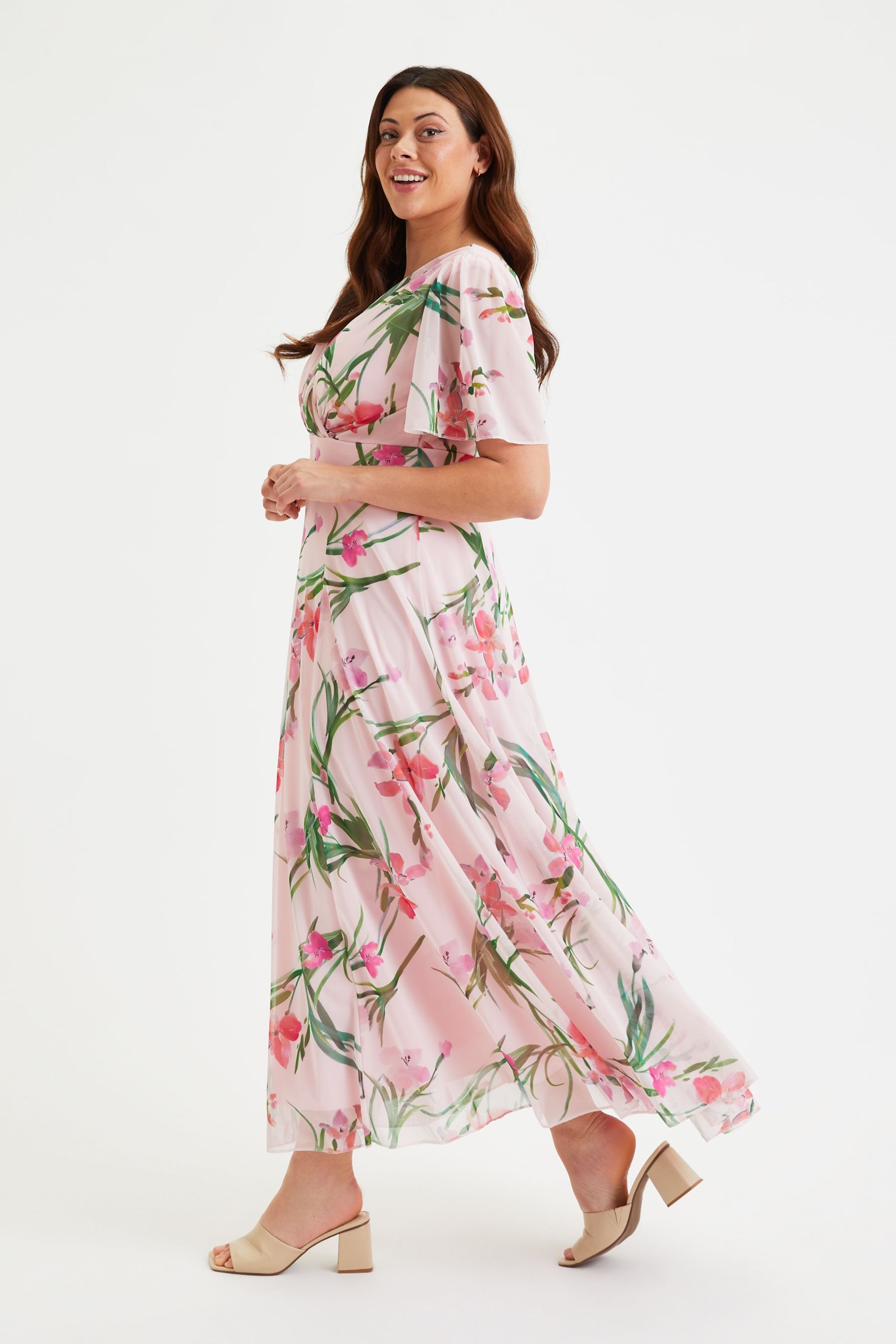 Scarlett & Jo Pink Isabelle Angel Sleeve Maxi Dress - Image 4 of 5