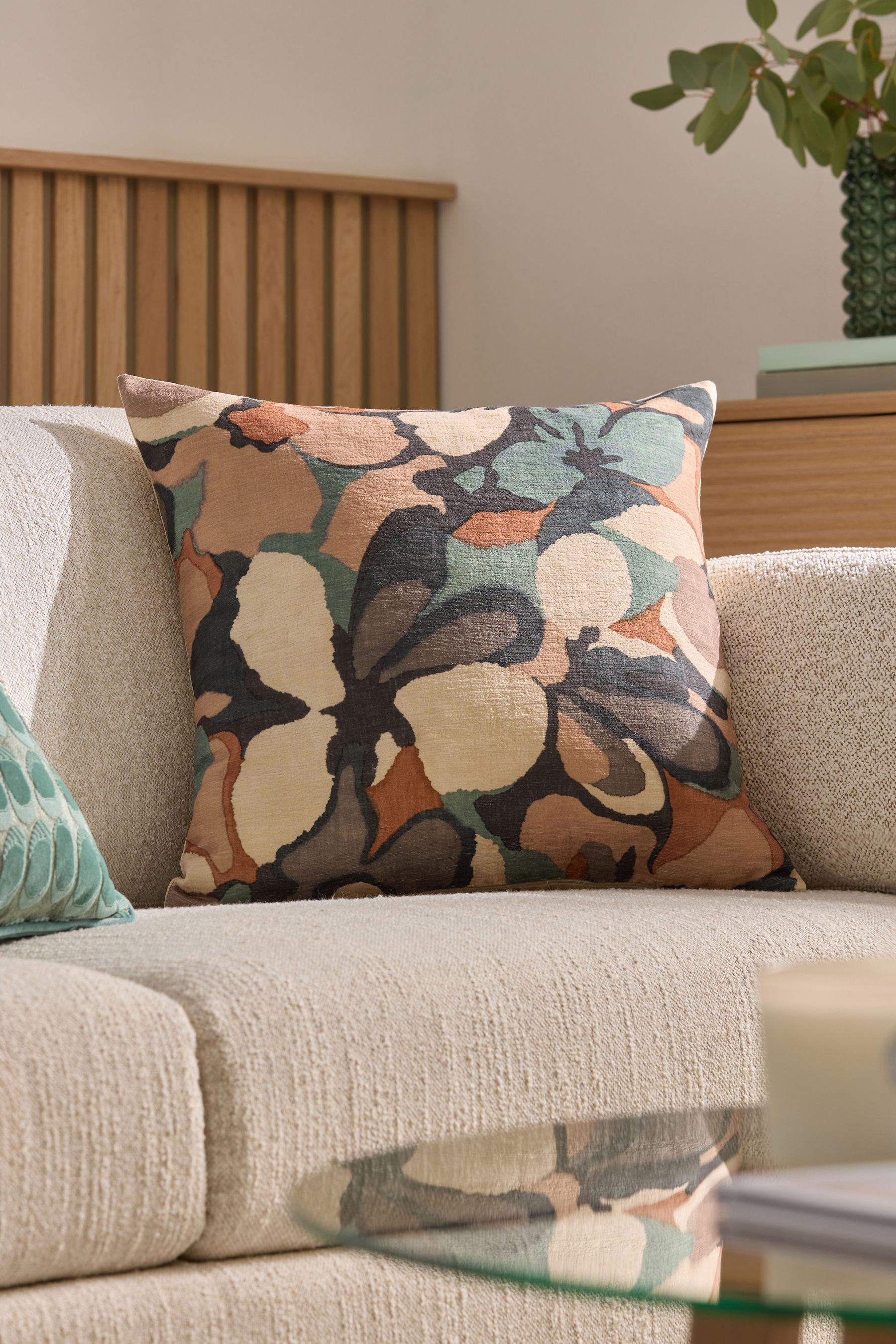 Buy Teal Blue Abstract Floral Cushion from the Next UK online shop
