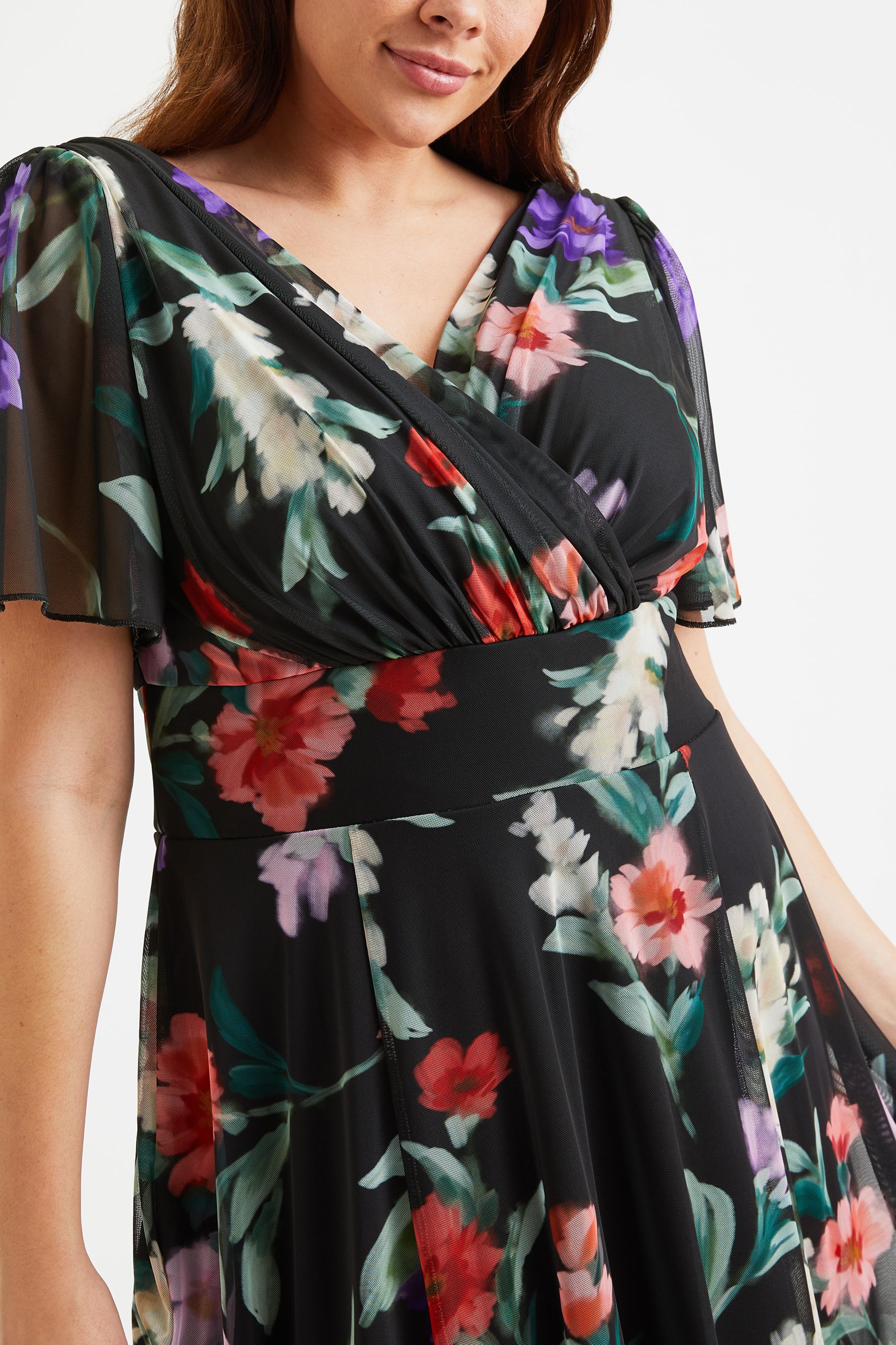 Scarlett & jo angel sleeve midi dress best sale