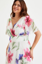 Scarlett & Jo Pink & Purple Floral Isabelle Angel Sleeve Maxi Dress - Image 2 of 4