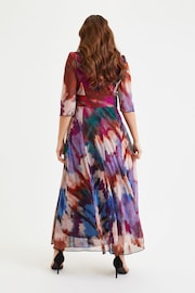 Scarlett & Jo Red Multi Floral Verity 3/4 Sleeve Maxi Gown - Image 2 of 4