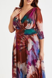 Scarlett & Jo Red Multi Floral Verity 3/4 Sleeve Maxi Gown - Image 3 of 4