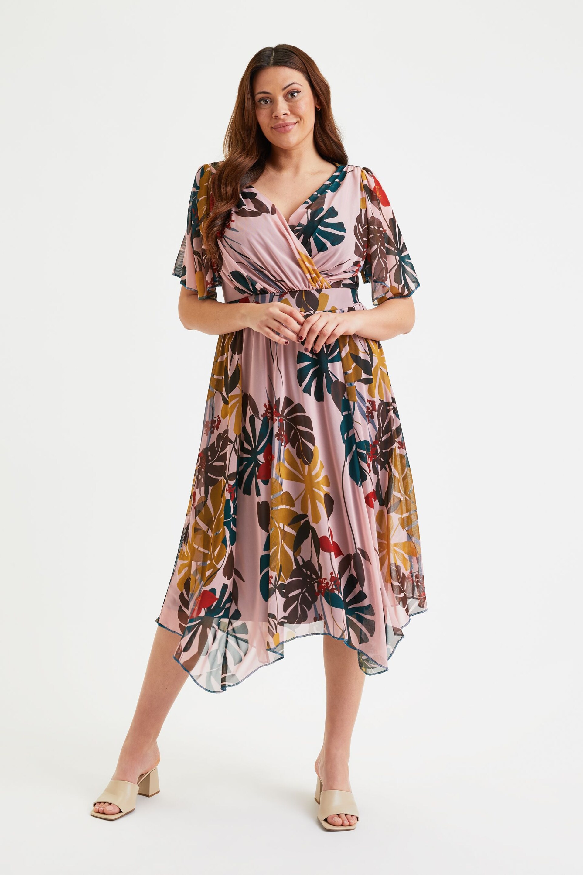 Scarlett & Jo Pink Multi Tropical Julie Hanky Hem Dress - Image 1 of 5