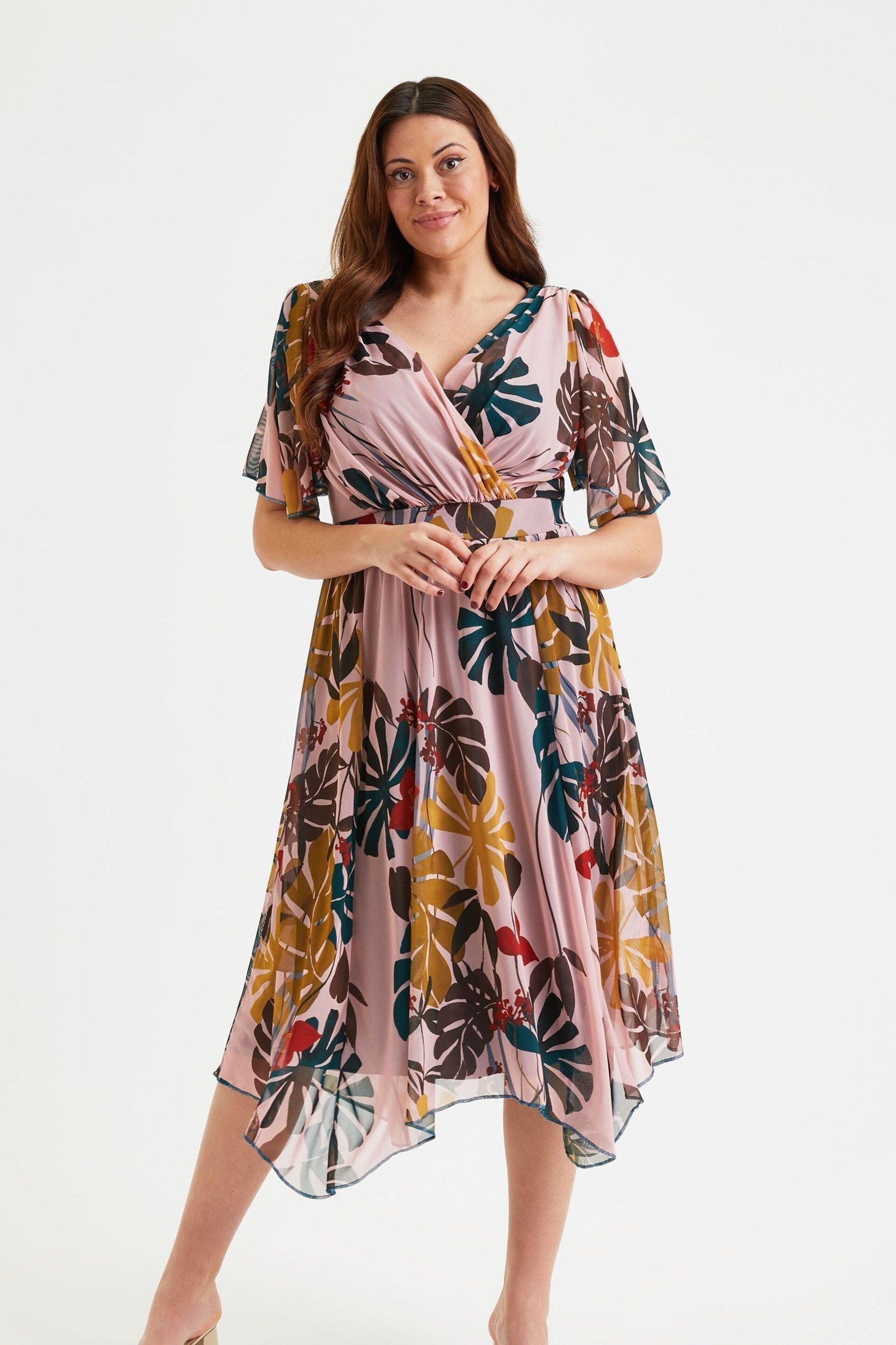 Scarlett & Jo Pink Multi Tropical Julie Hanky Hem Dress - Image 2 of 5