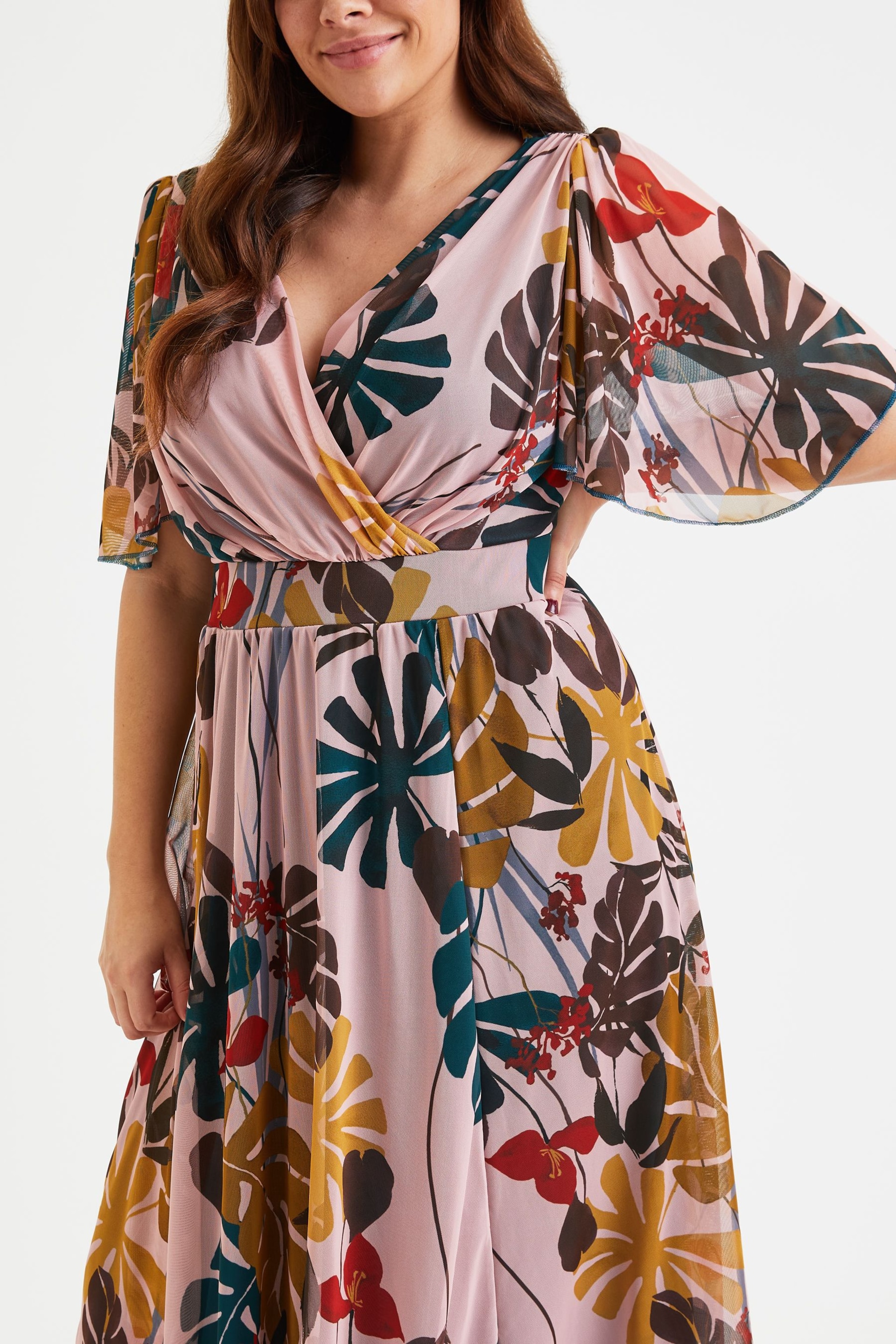 Scarlett & Jo Pink Multi Tropical Julie Hanky Hem Dress - Image 3 of 5