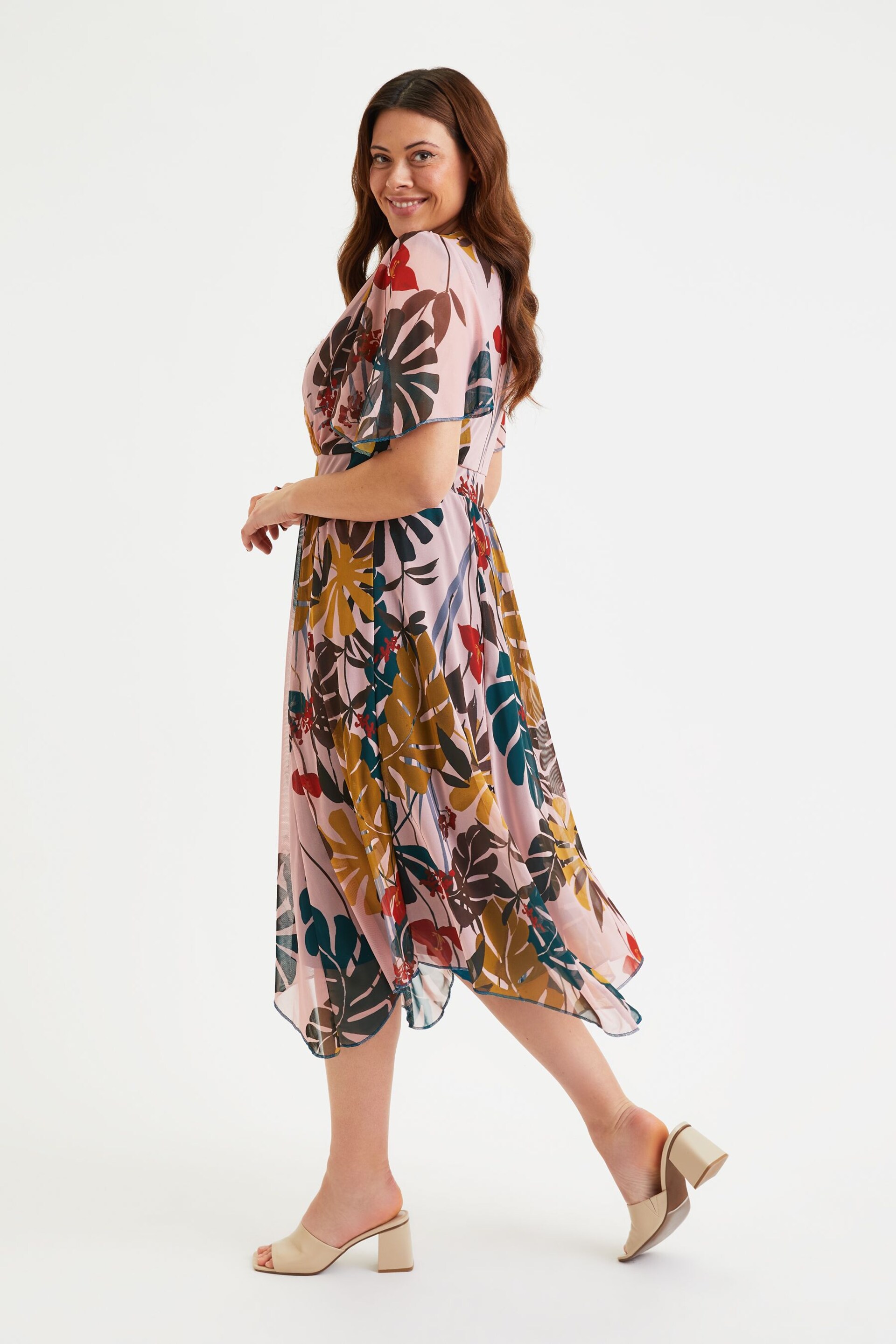 Scarlett & Jo Pink Multi Tropical Julie Hanky Hem Dress - Image 4 of 5