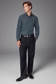 Petrol Blue Slim Fit Easy Care Single Cuff Shirt - Image 2 of 8