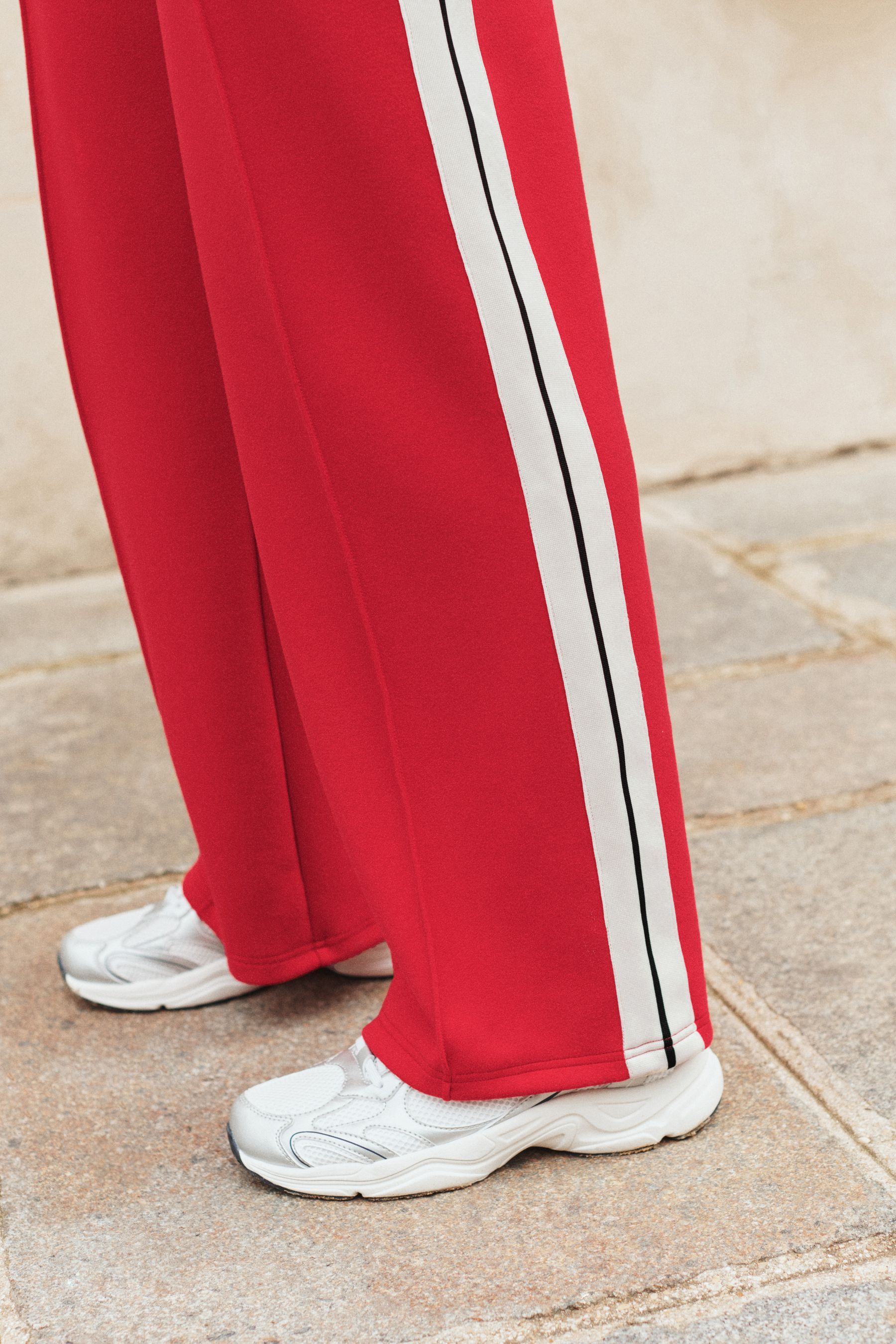 Buy Red Wide Leg Side Stripe Track Trouser Joggers from Next Luxembourg