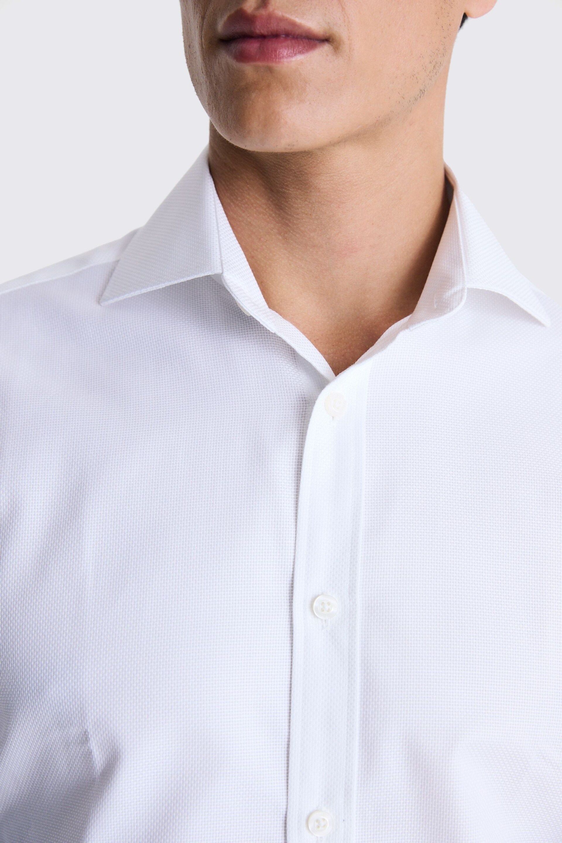 MOSS Regular Fit Dobby White Shirt - Image 2 of 3