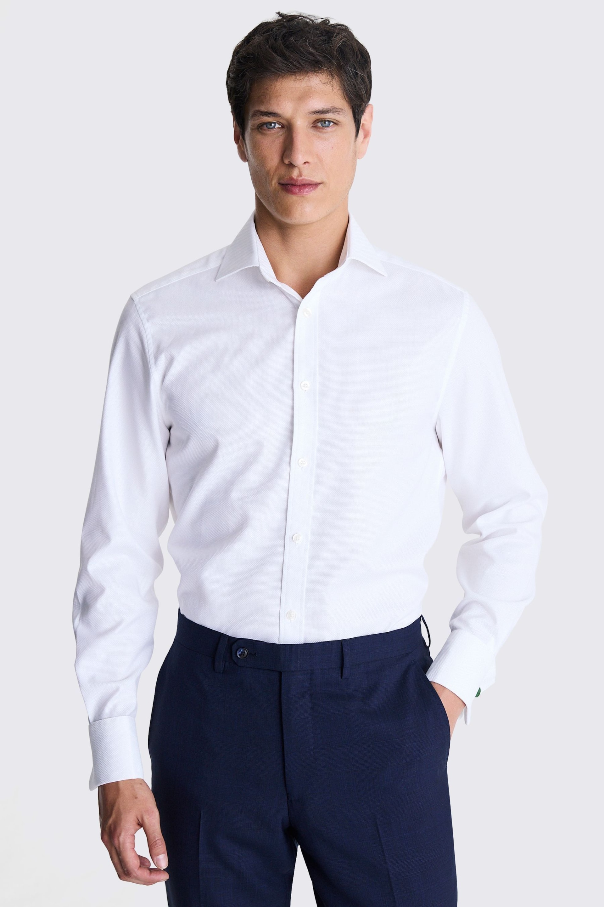 MOSS White Tailored Fit Dobby Shirt - Image 1 of 3