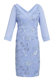 Gina Bacconi Blue Daisy Crepe Dress With Embroidery - Image 6 of 6