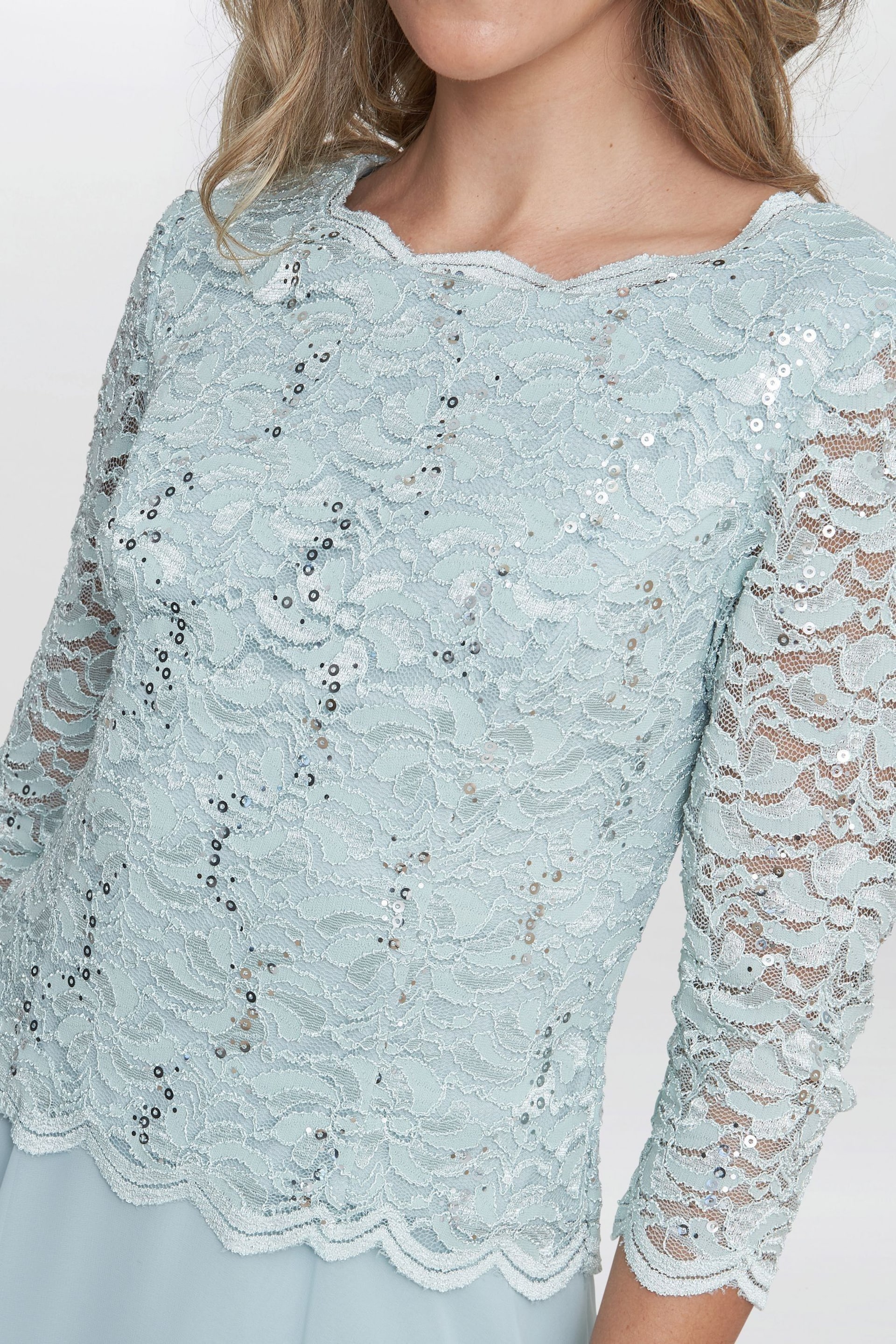 Gina Bacconi Rona Midi Dress With Lace Bodice & Chiffon Skirt - Image 4 of 6