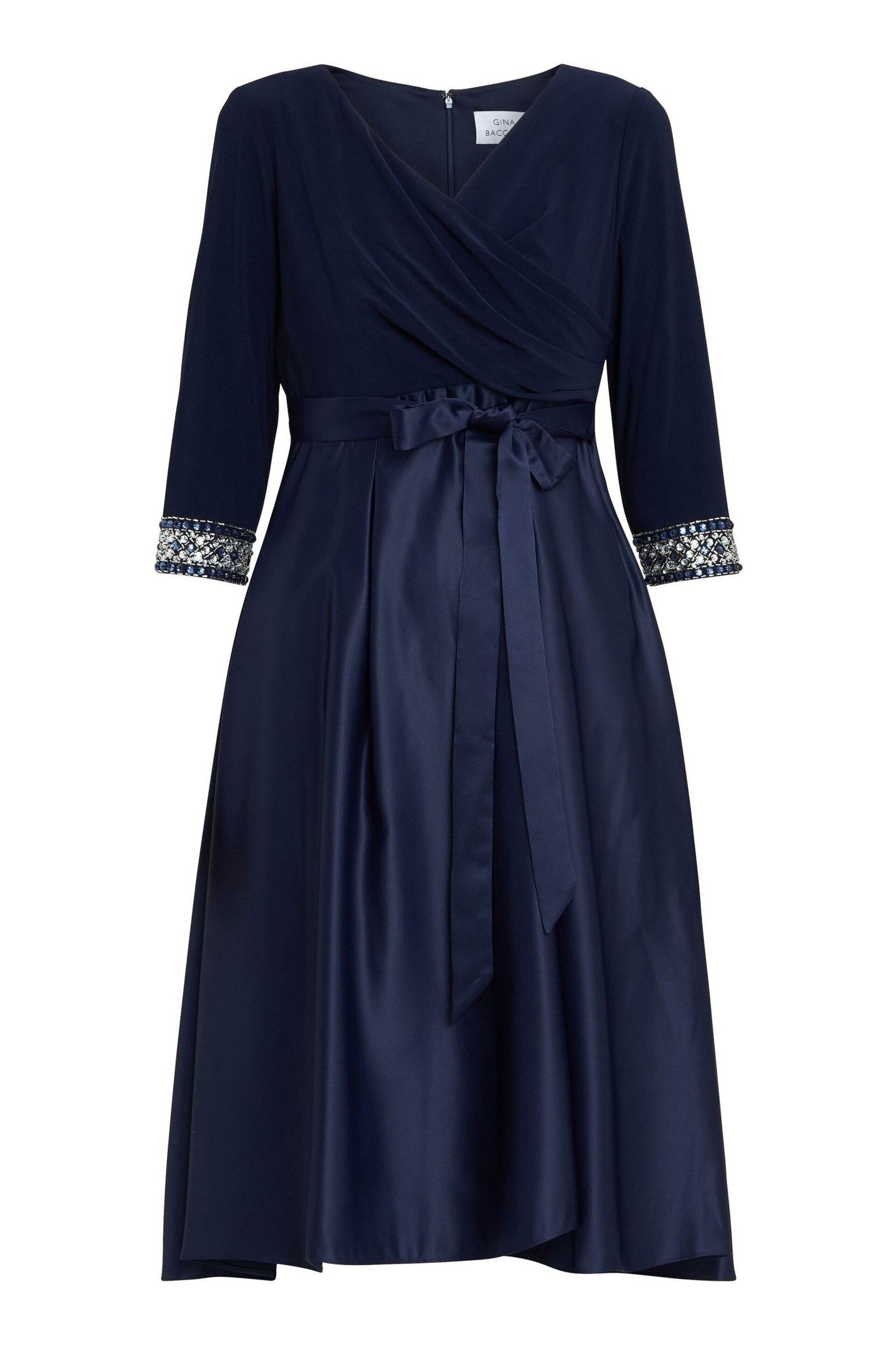 Gina Bacconi Blue Doris Petite Midi High Low Dress With Tie Belt - Image 5 of 5