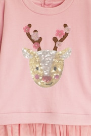 JoJo Maman Bébé Pink Reindeer Sequin Tulle Frill Sweatshirt - Image 3 of 3