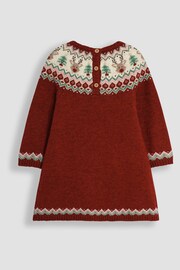 JoJo Maman Bébé Red Reindeer Fair Isle Knitted Dress - Image 2 of 3