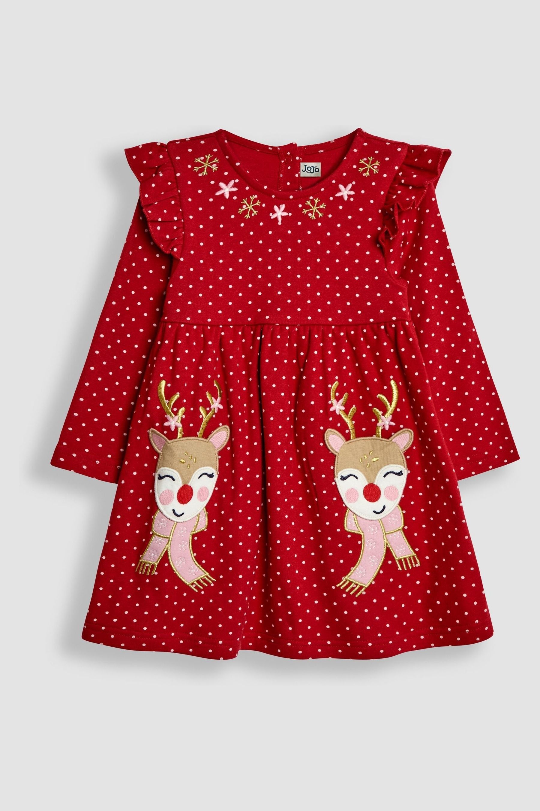 Buy JoJo Maman Bebe Red Reindeer Applique Frill Dress from the Next UK online shop