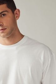 White Relaxed Fit 100% Cotton Long Sleeve Crew Neck T-Shirt - Image 4 of 7